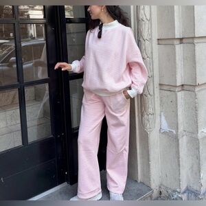 Sunkissed Coconut Cozy Pink Striped Women's Lounge Pants